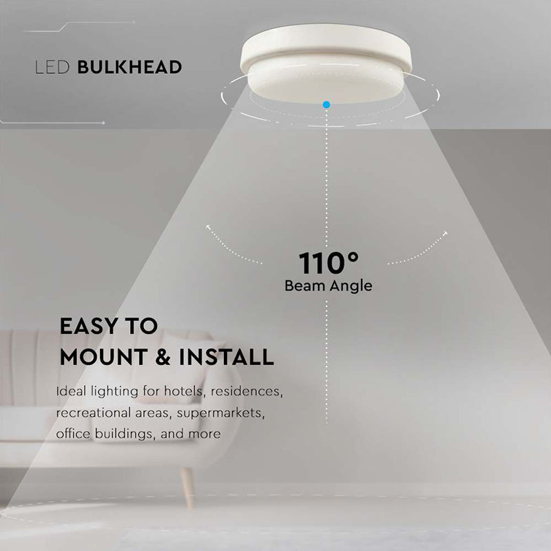 Plafonieră LED 12W rotundă cu IP54, albă, V-Tac