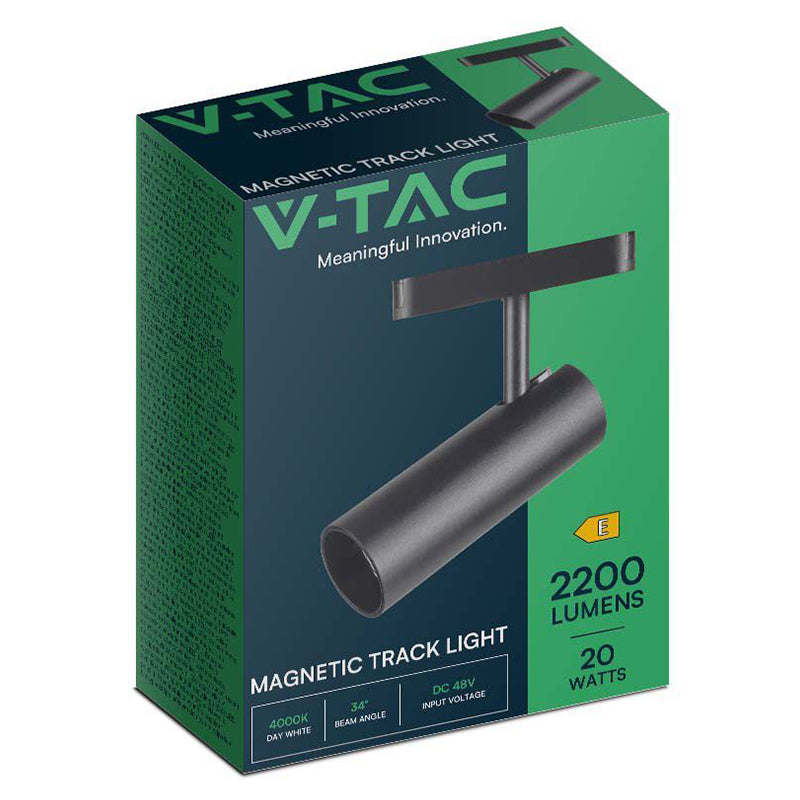 Corp LED magnetic 20W pentru șină, culoare negru, V-Tac