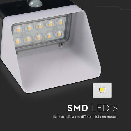 Lampă solară exterioară 2W 4000K cu senzor PIR, IP65, alb/negru V-Tac SKU-10309