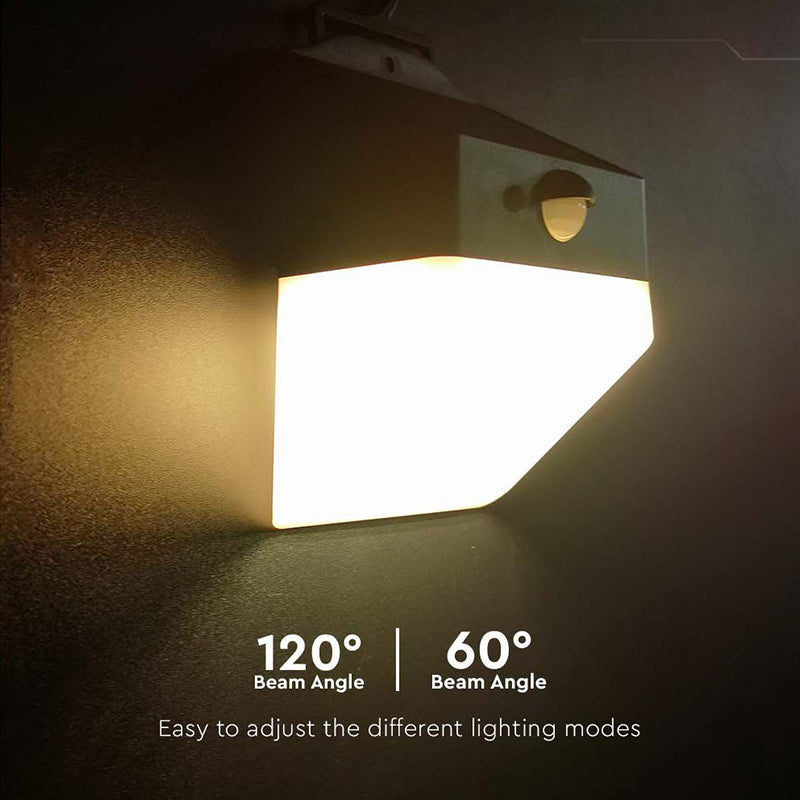 Lampă solară exterioară 2W 4000K cu senzor PIR, IP65, alb/negru V-Tac SKU-10309