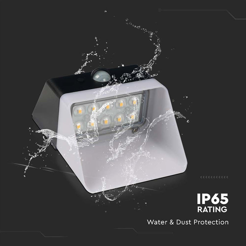 Lampă solară exterioară 2W 4000K cu senzor PIR, IP65, alb/negru V-Tac SKU-10309