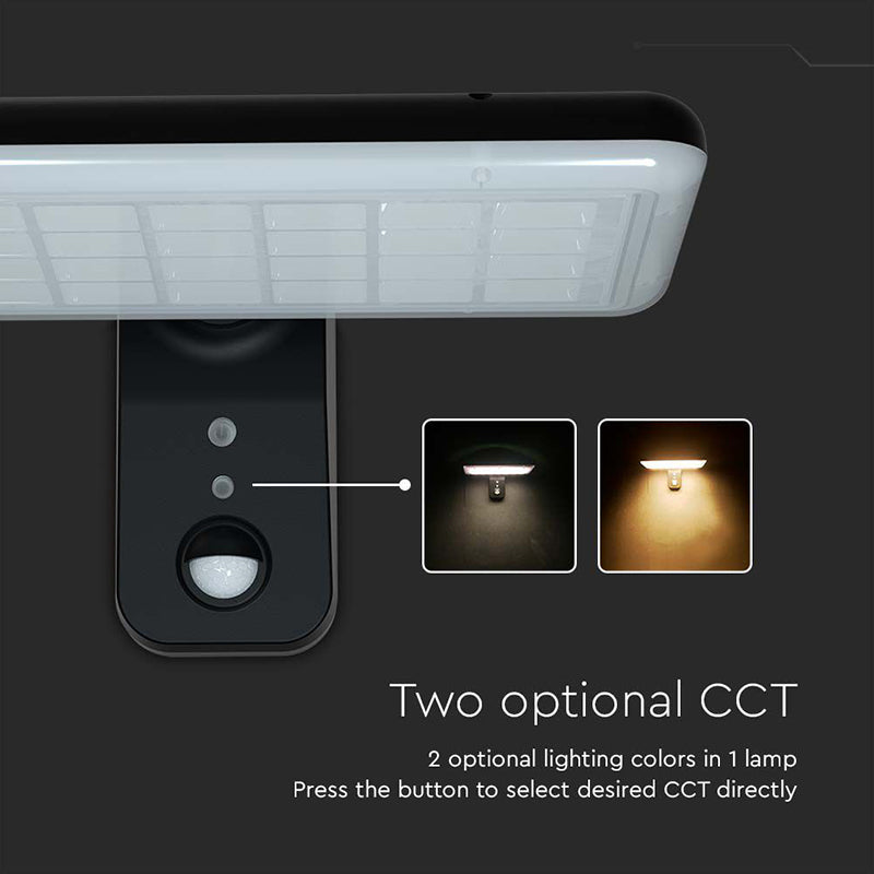 Lampă solară de exterior 15 W cu senzor PIR și 2 culori de iluminare V-Tac