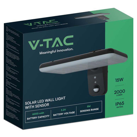 Lampă solară de exterior 15 W cu senzor PIR și 2 culori de iluminare V-Tac