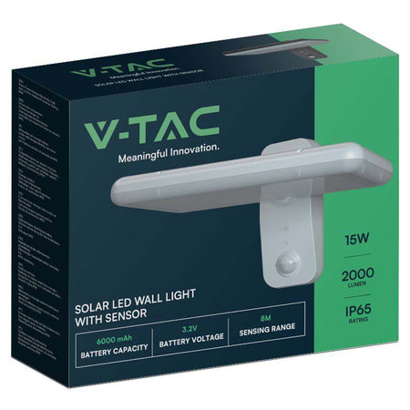 Lampă solară de exterior 15 W cu senzor PIR și 2 culori de iluminare V-Tac