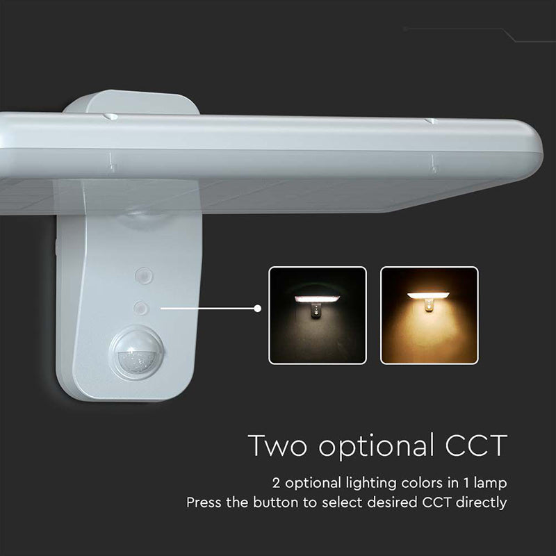 Lampă solară de exterior 15 W cu senzor PIR și 2 culori de iluminare V-Tac