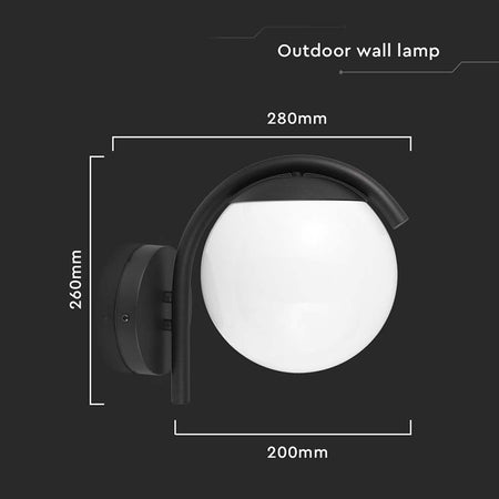 Lampă de perete cu soclu E27, IP44, negru mat, pentru exterior V-Tac SKU-10420