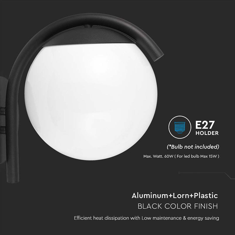 Lampă de perete cu soclu E27, IP44, negru mat, pentru exterior V-Tac SKU-10420