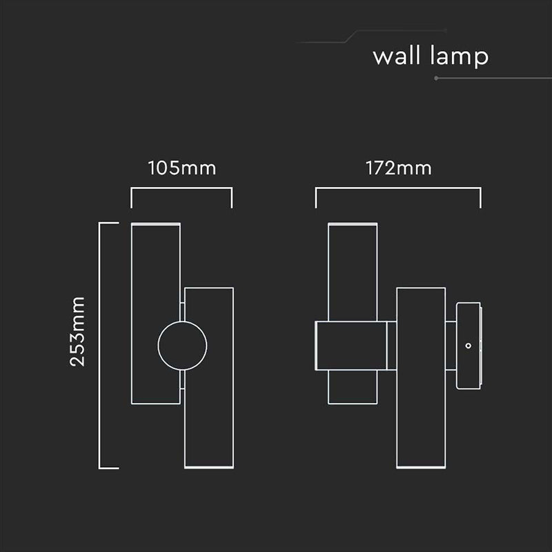 Corp iluminat LED 2 căi 6W 600 lm 3000K IP44 negru V-Tac SKU-10473