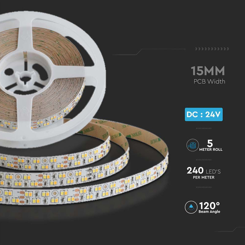 Bandă LED COB 21 W/m 24 V 3în1 IP20, 5 m V-Tac SKU-10554