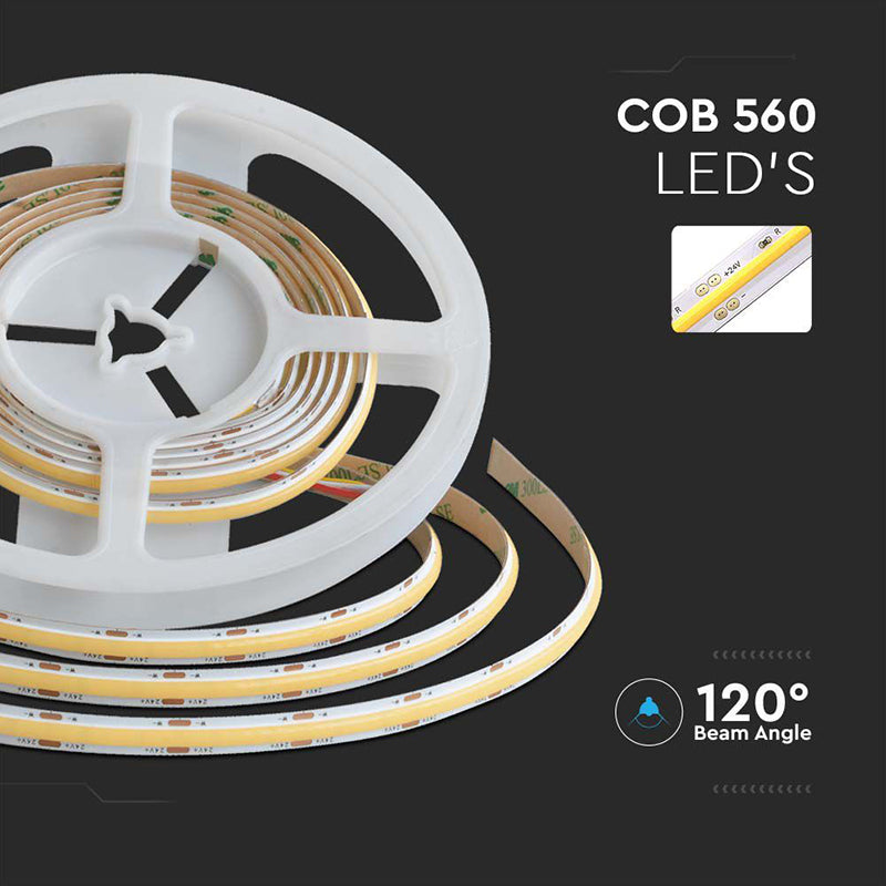 Bandă LED COB 9-18W/m 24V 3in1 IP20 5m V-Tac SKU-10555