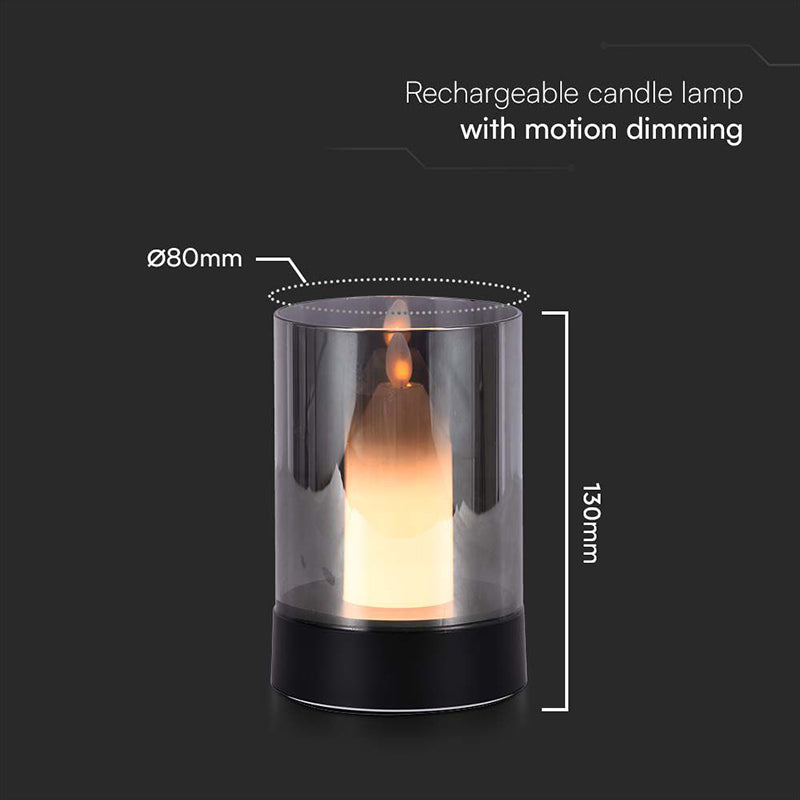 Lampa LED model lumânare cu lumină caldă, corp de sticlă, baterie 2400mAh V-Tac