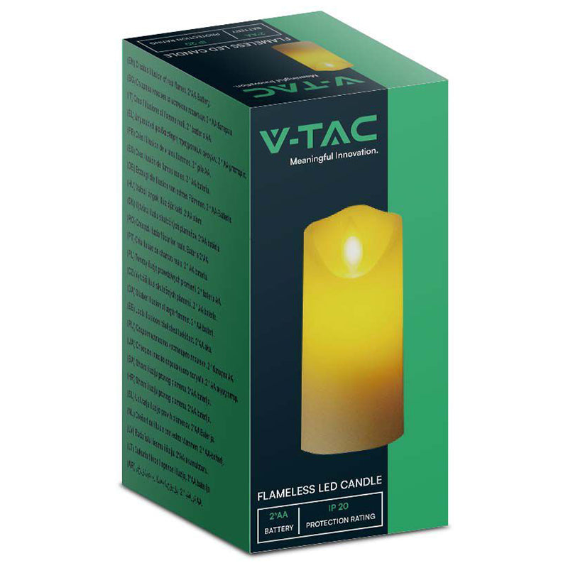 Lumânare LED 53×110 mm, 2700K, alb cald, IP20, baterii, V-Tac SKU-10572
