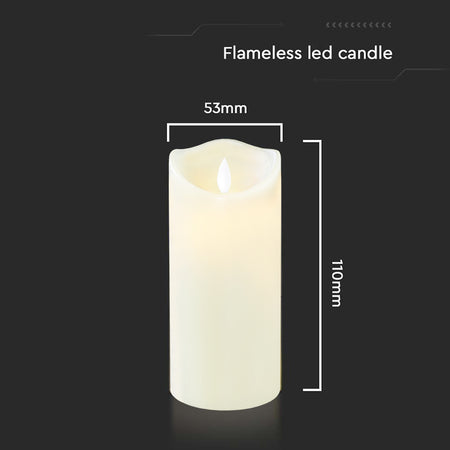 Lumânare LED 53×110 mm, 2700K, alb cald, IP20, baterii, V-Tac SKU-10572