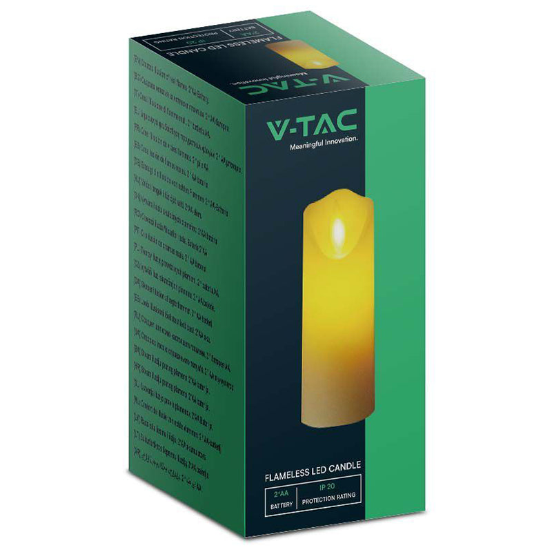 Lumânare LED 53 × 200 mm, 2700K, alb cald, baterii, IP20 V-Tac SKU-10576