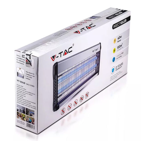 Aparat anti-insecte cu lumină UV 2 × 20 W, aluminiu, V-Tac SKU-11182