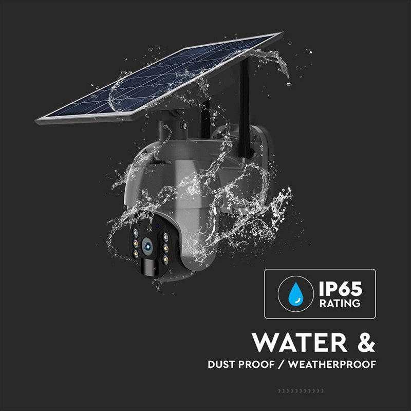 Cameră HD solară smart WiFi PTZ de exterior cu 2MP și detecție PIR V-Tac