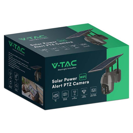 Cameră HD solară smart WiFi PTZ de exterior cu 2MP și detecție PIR V-Tac