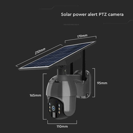 Cameră HD solară smart WiFi PTZ de exterior cu 2MP și detecție PIR V-Tac