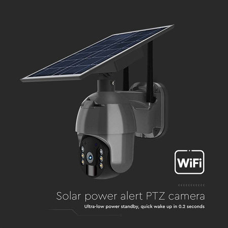 Cameră HD solară smart WiFi PTZ de exterior cu 2MP și detecție PIR V-Tac