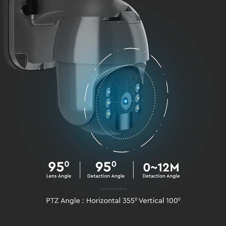 Cameră HD solară smart WiFi PTZ de exterior cu 2MP și detecție PIR V-Tac