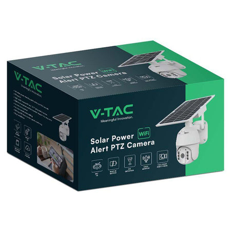 Cameră HD solară smart WiFi PTZ de exterior cu 2MP și detecție PIR V-Tac