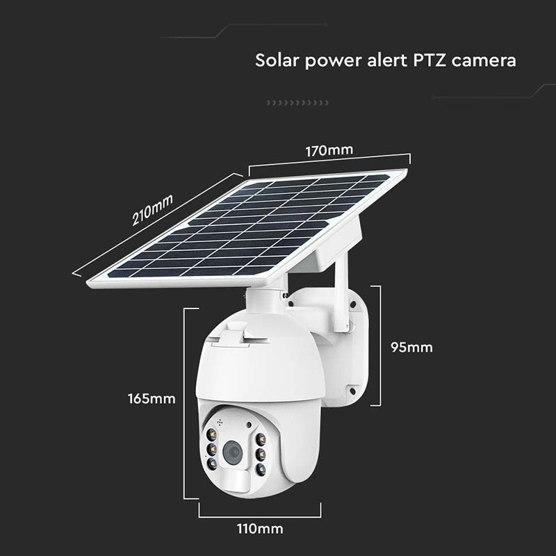 Cameră HD solară smart WiFi PTZ de exterior cu 2MP și detecție PIR V-Tac