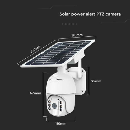 Cameră HD solară smart WiFi PTZ de exterior cu 2MP și detecție PIR V-Tac