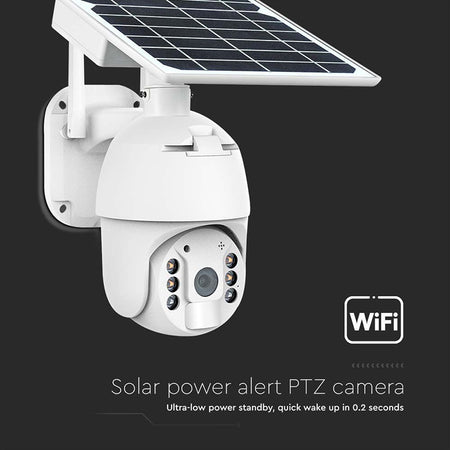 Cameră HD solară smart WiFi PTZ de exterior cu 2MP și detecție PIR V-Tac