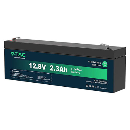 Acumulator lithium 12.8 V 2.3 Ah 178 × 35 × 60 mm LiFePO4 IP55 V-Tac SKU-11941