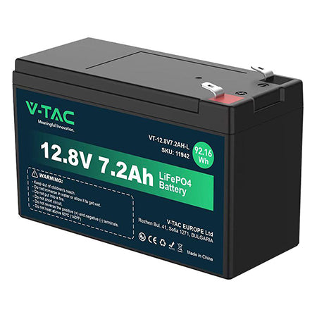 Acumulator lithium 12.8V 7.2Ah LiFePO4, IP55, 150×63×93 mm V-Tac SKU-11942