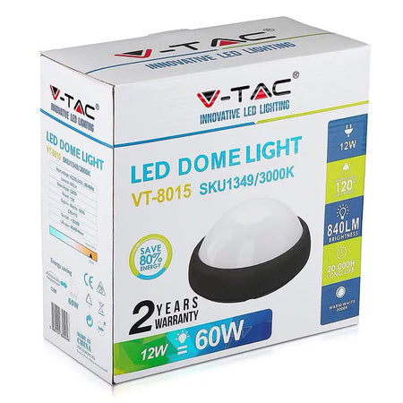Aplica rotundă LED 12W IP54 lumină alb cald, montaj plafon, V-Tac SKU-1349