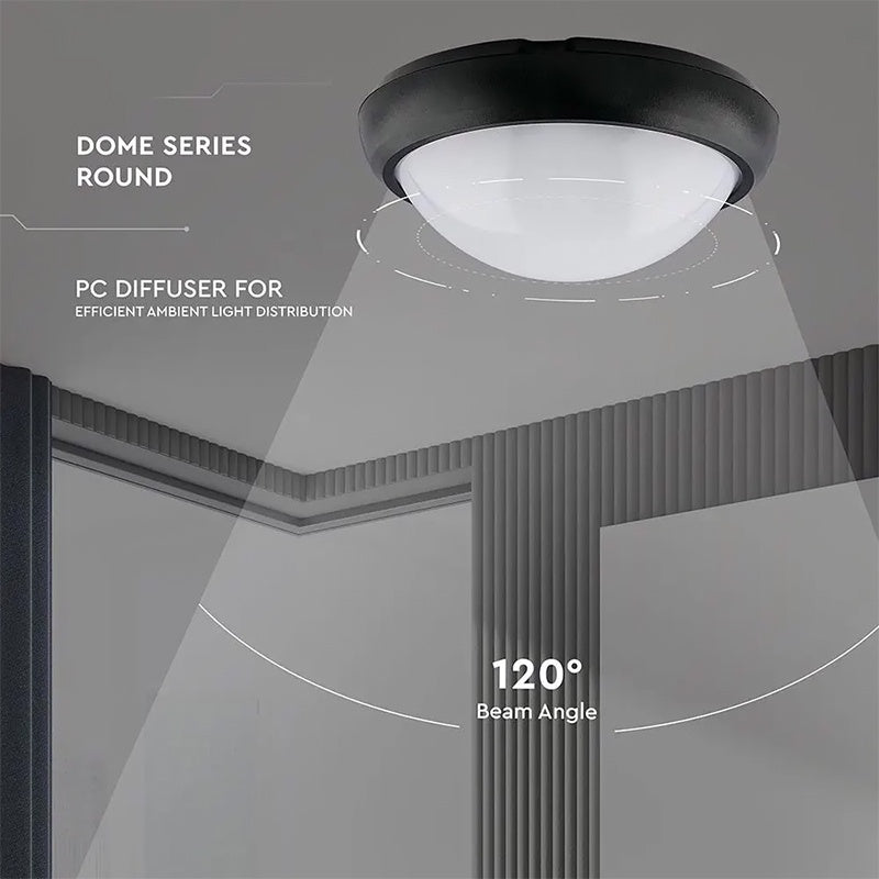 Aplica rotundă LED 12W IP54 lumină alb cald, montaj plafon, V-Tac SKU-1349
