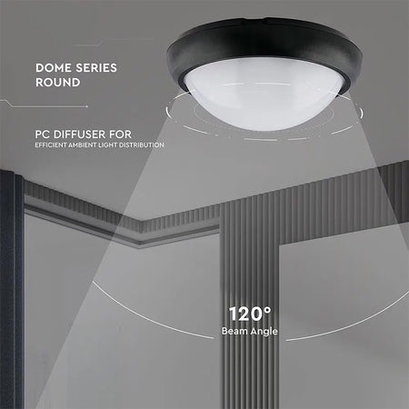 Aplica rotundă LED 12W IP54 lumină alb cald, montaj plafon, V-Tac SKU-1349