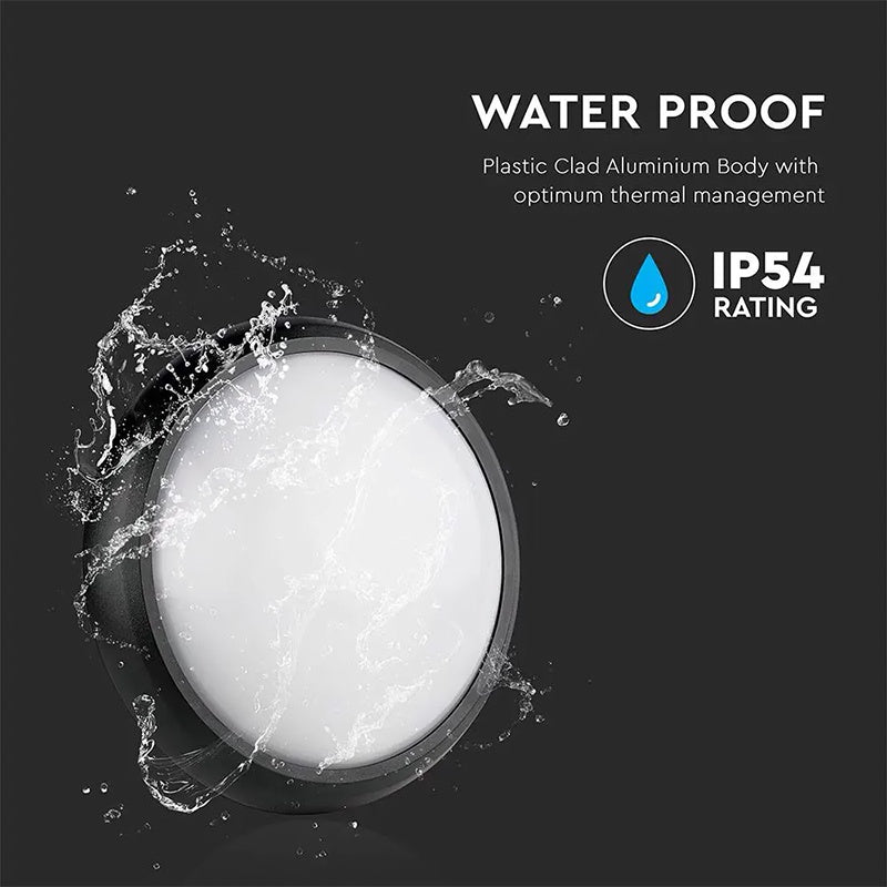 Aplica rotundă LED 12W IP54 lumină alb cald, montaj plafon, V-Tac SKU-1349