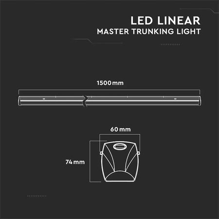 Corp iluminat liniar LED 50W, 150 cm, 4000K, dimabil, alb neutru V-Tac SKU-1360
