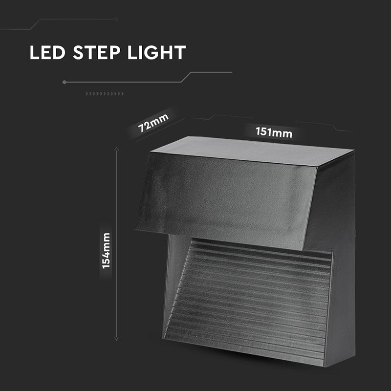 Corp iluminat LED steplight montaj scară/perete 3W 4000K negru V-Tac SKU-1399