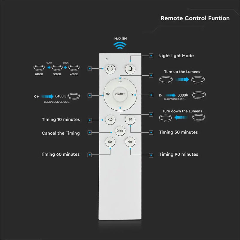 Aplică LED 30/60W 3în1 dimabilă cu telecomandă V-Tac SKU-14621