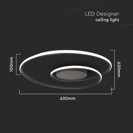 Candelabru LED dimabil 48W 3000K negru, 62×62×10 cm, V-Tac SKU-14990