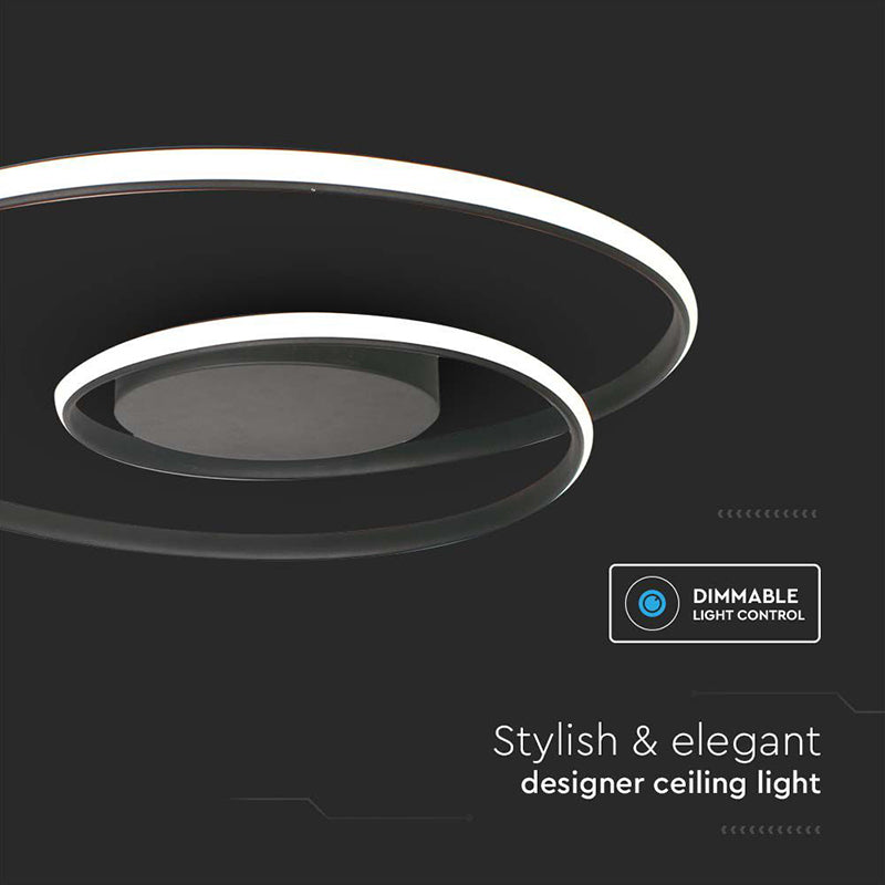 Candelabru LED dimabil 48W 3000K negru, 62×62×10 cm, V-Tac SKU-14990