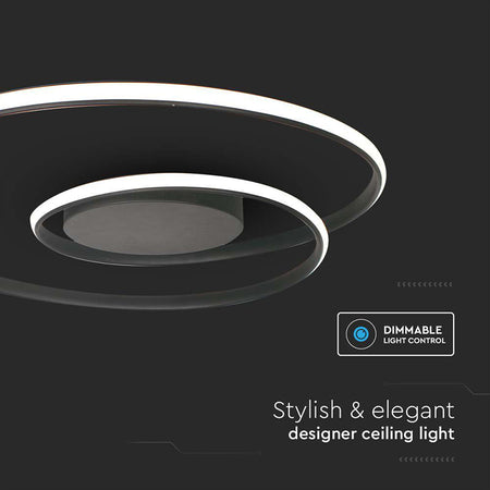 Candelabru LED dimabil 48W 3000K negru, 62×62×10 cm, V-Tac SKU-14990