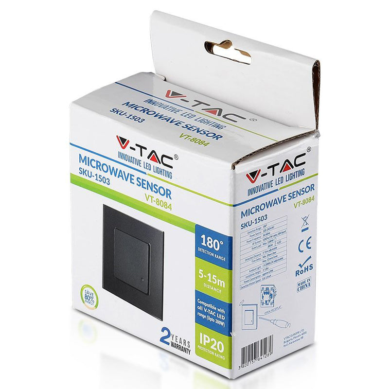 Senzor mișcare 180° 1200W pentru iluminat automat, senzor microunde, V-Tac