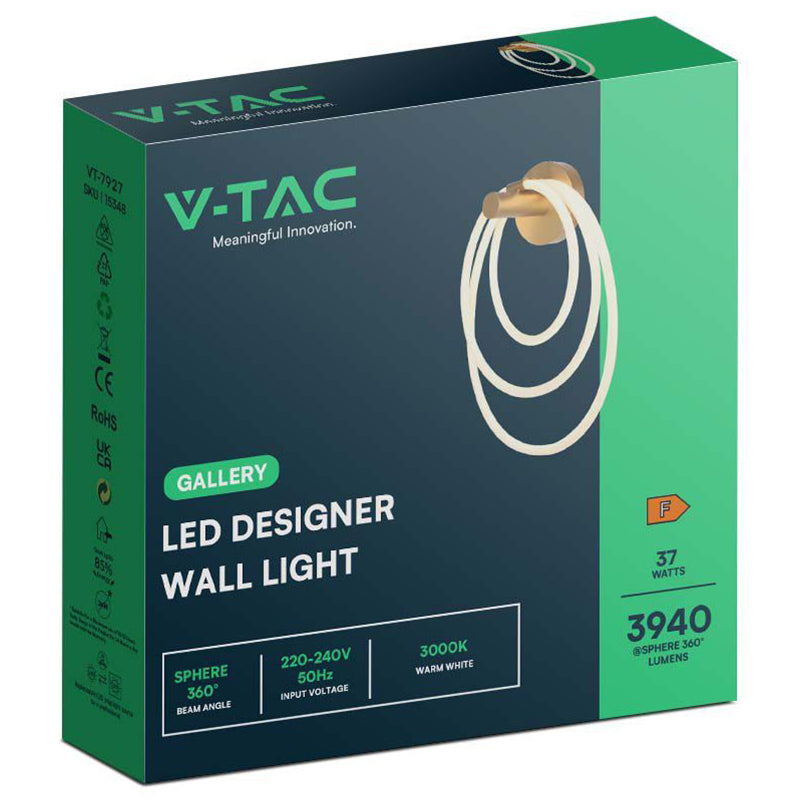 Lampa Led Montaj Perete 36w 3000k - Auriu