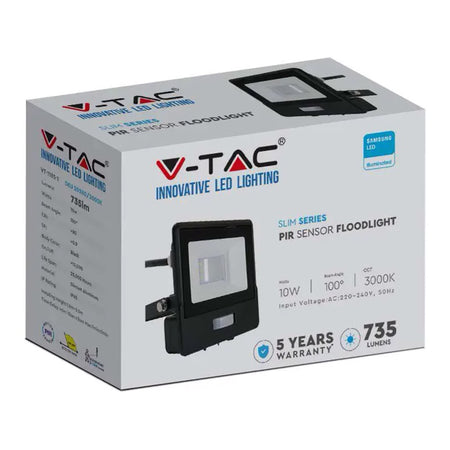 Reflector LED SMD 10 W cu senzor mișcare IP65 negru V-Tac SKU-20282