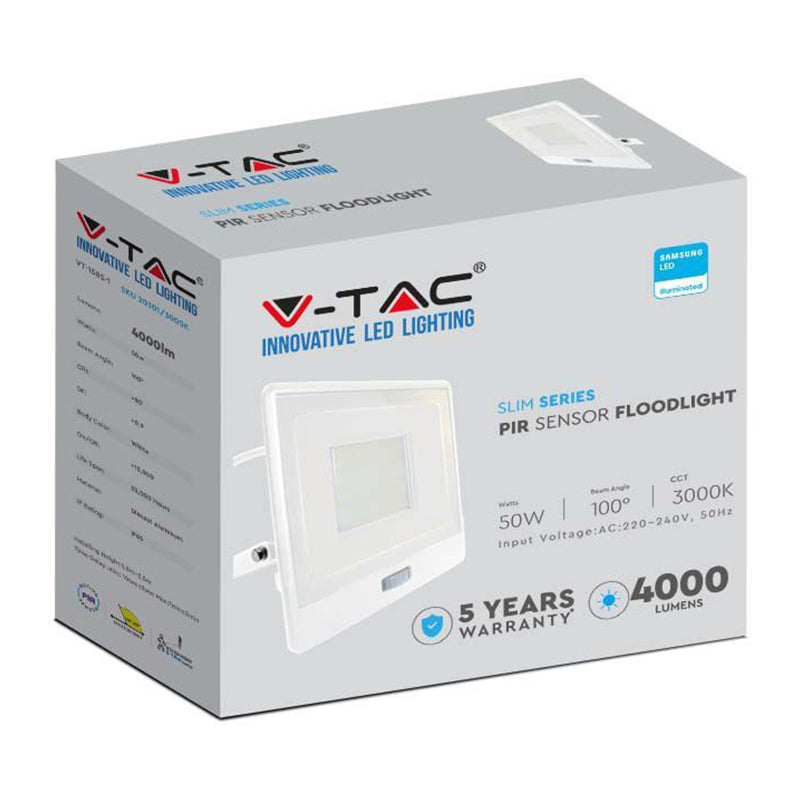Reflector LED 50W, senzor mișcare, IP65, alb neutru, V-Tac SKU-20302