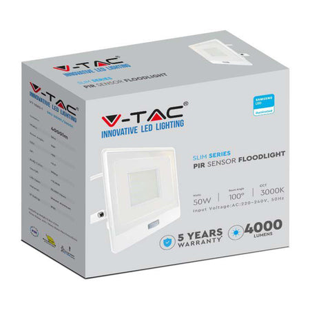 Reflector LED 50W, senzor mișcare, IP65, alb neutru, V-Tac SKU-20302