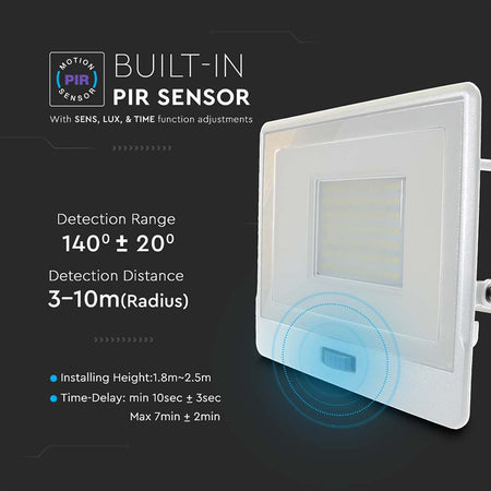 Reflector LED 50W, senzor mișcare, IP65, alb neutru, V-Tac SKU-20302
