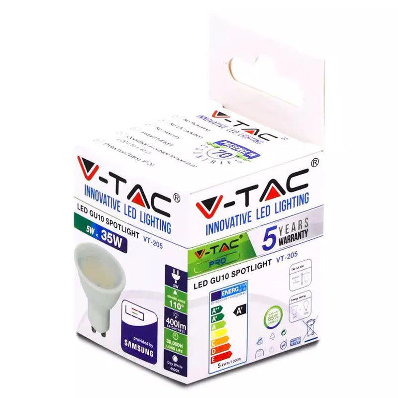 Bec Spot Led Gu10 5w 6400k Alb Rece, Cip Samsung