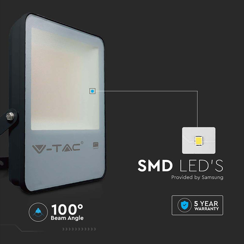 Reflector LED SMD 30W 137 lm/W 6500K IP65 cip Samsung negru/gri V-Tac SKU-20403