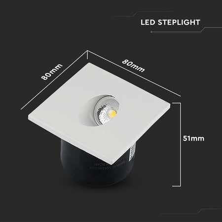 Spot LED steplight 3W pentru scări, pătrat, corp aluminiu, V-Tac