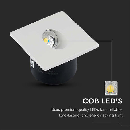 Spot LED steplight 3W pentru scări, pătrat, corp aluminiu, V-Tac